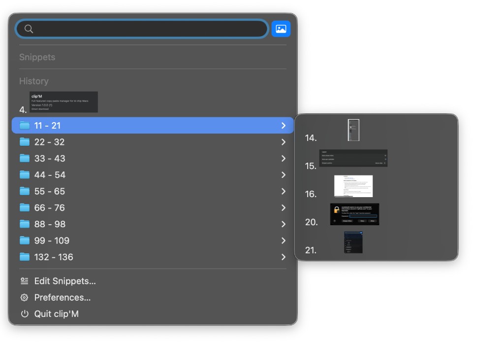 clip'M image-only search with the image filter active
